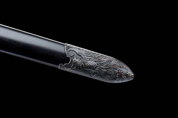 Kashira-Sabre-Chinois-Phoenix-Acier-Damas