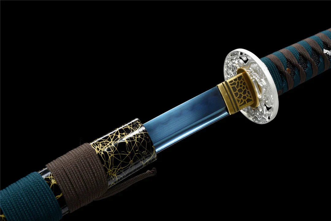 Katana-Japonais-Dragon-Naga-Acier-T10-Hamon-Veritable