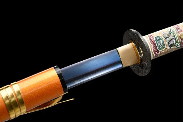 Katana-Japonais-Tete-de-Dragon-Orange