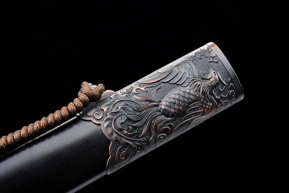 Kojiri-Sabre-Chinois-Phoenix-Acier-Damas