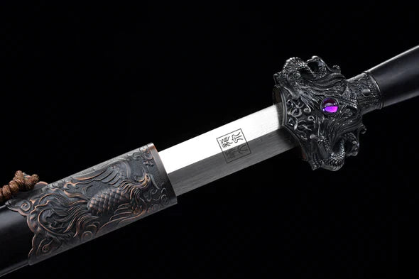 Lame-Sabre-Chinois-Phoenix-Acier-Damas