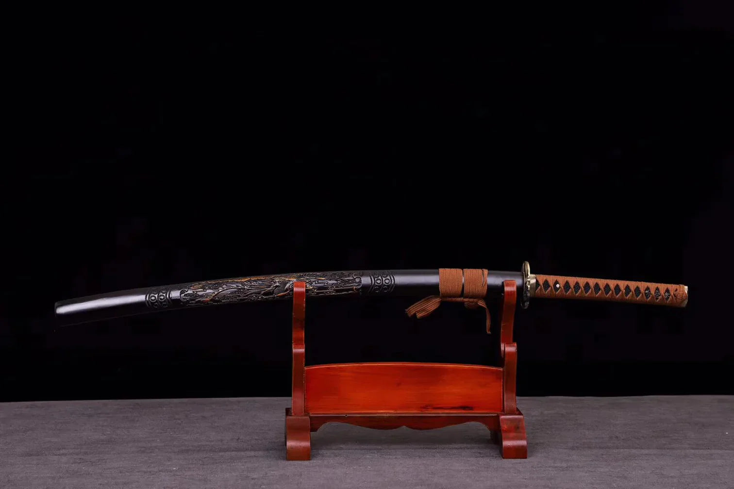 Saya-Katana-Dragon-Phoenix-Acier-a-Ressort