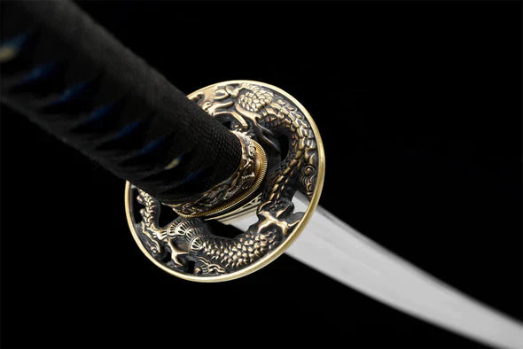 Tsuba-Katana-Eclat-de-Dragon-Acier-T10-Veritable-Hamon