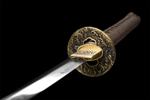 Tsuba-Terre-et-Mer-Acier-T10-Hamon-Veritable